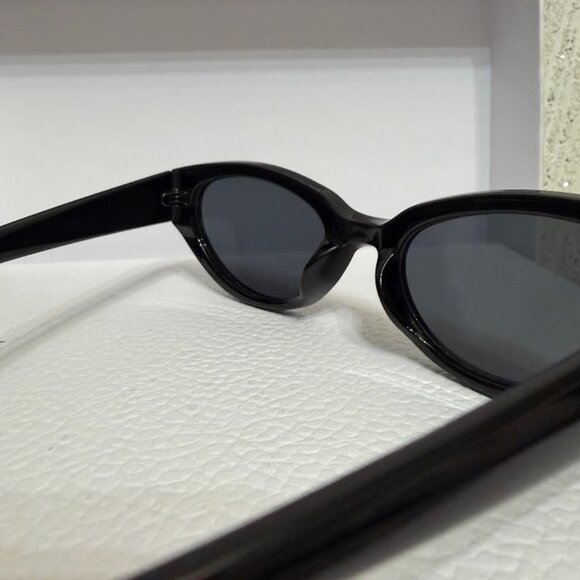 Black Cat Eye Sunglasses with Gold Accent Chic Retro Style